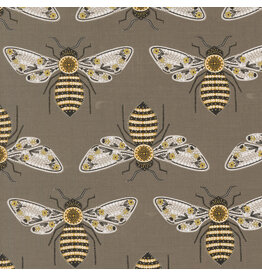 Gingiber Bee Garden, Bumblebee in Slate, Fabric Half-Yards