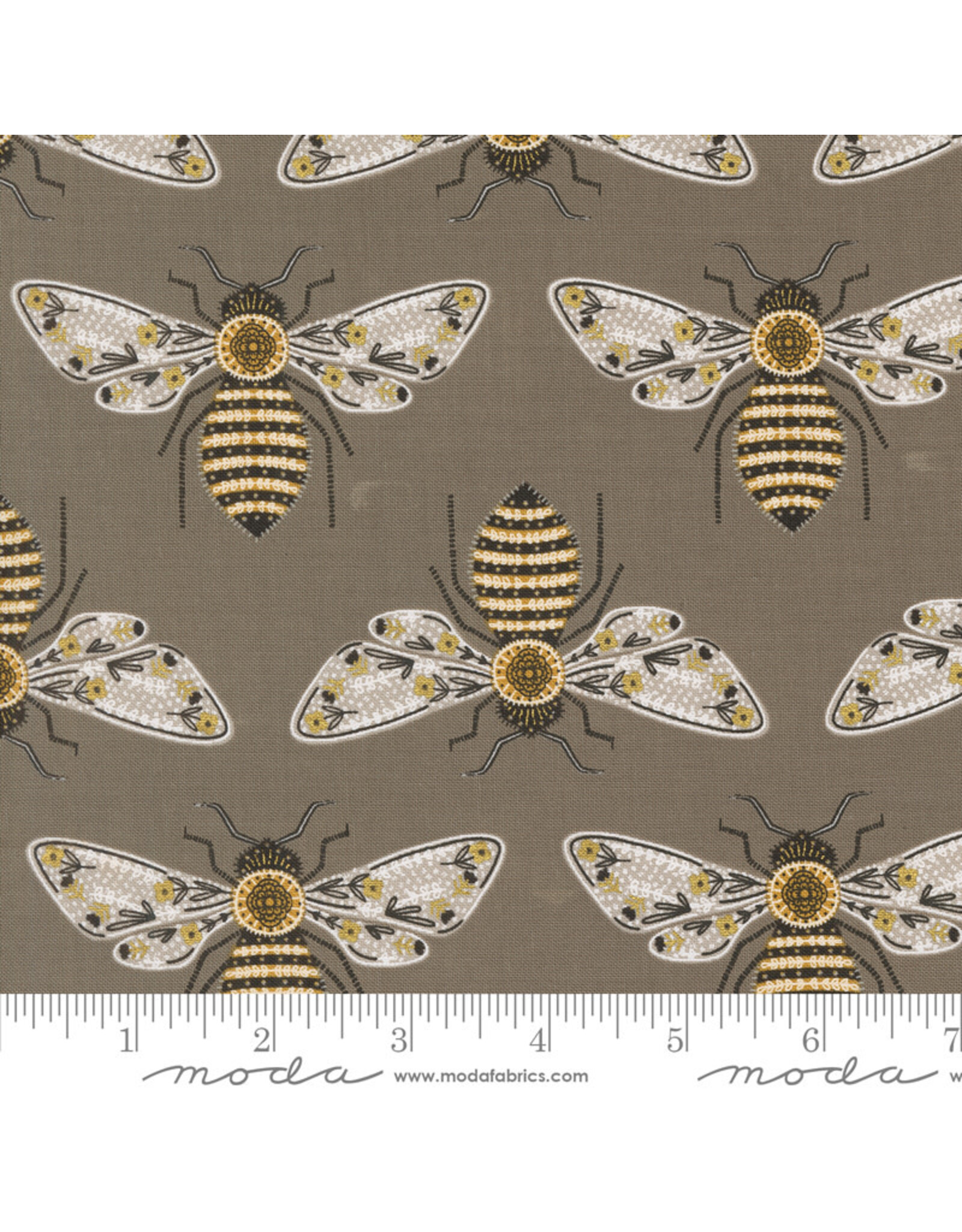 Gingiber Bee Garden, Bumblebee in Slate, Fabric Half-Yards