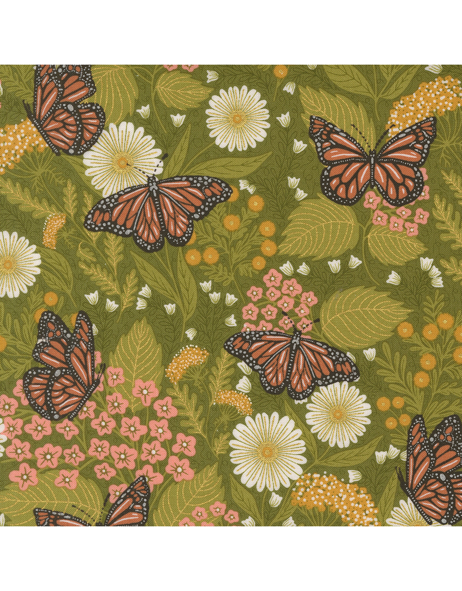 Gingiber Bee Garden, Summer Butterfly in Ivy, Fabric Half-Yards