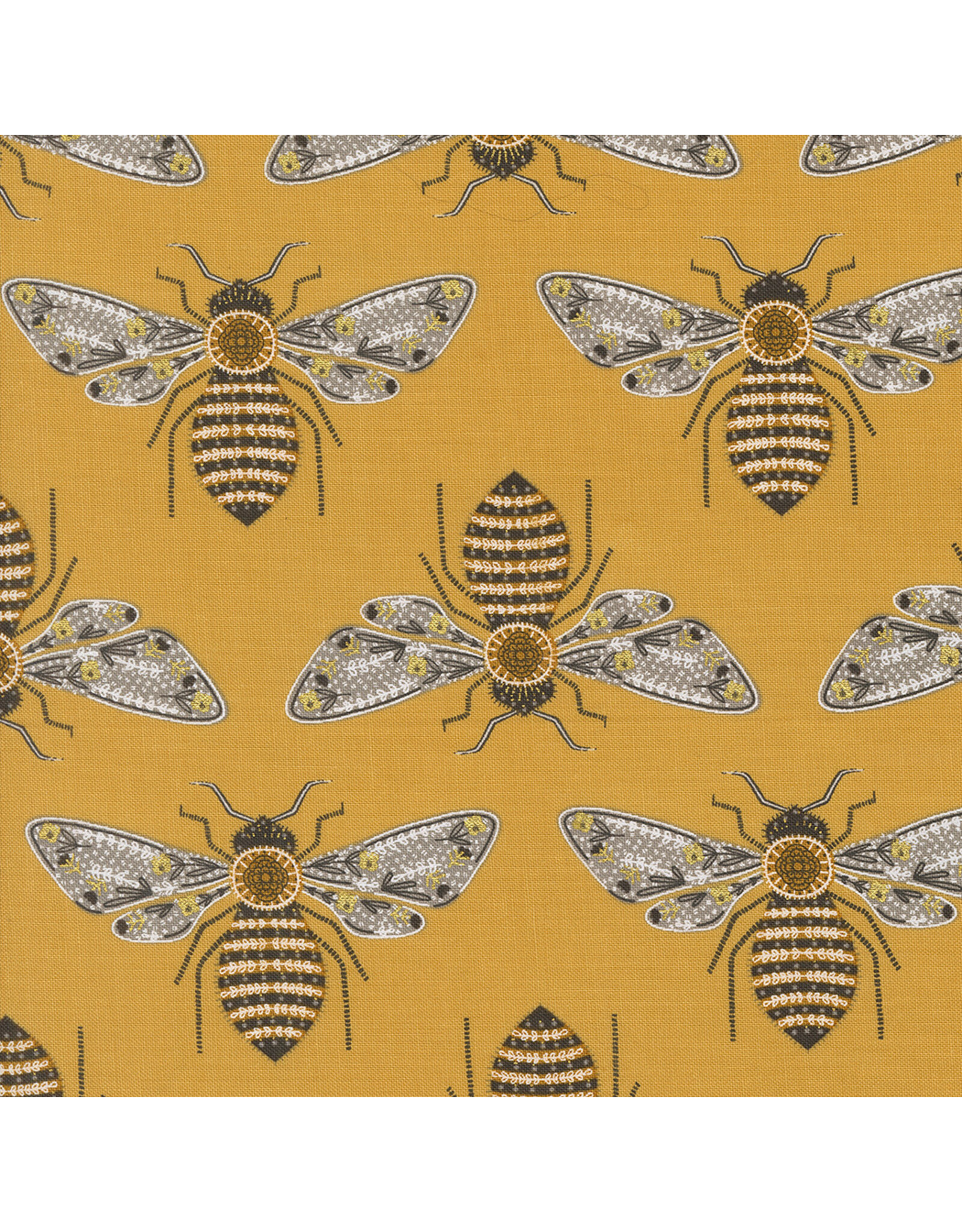 Gingiber Bee Garden, Bumblebee in Honey, Fabric Half-Yards
