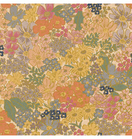 Rifle Paper Co. Linen/Cotton Canvas, English Rose, Mimi in Blush with Metallic, Fabric Half-Yards