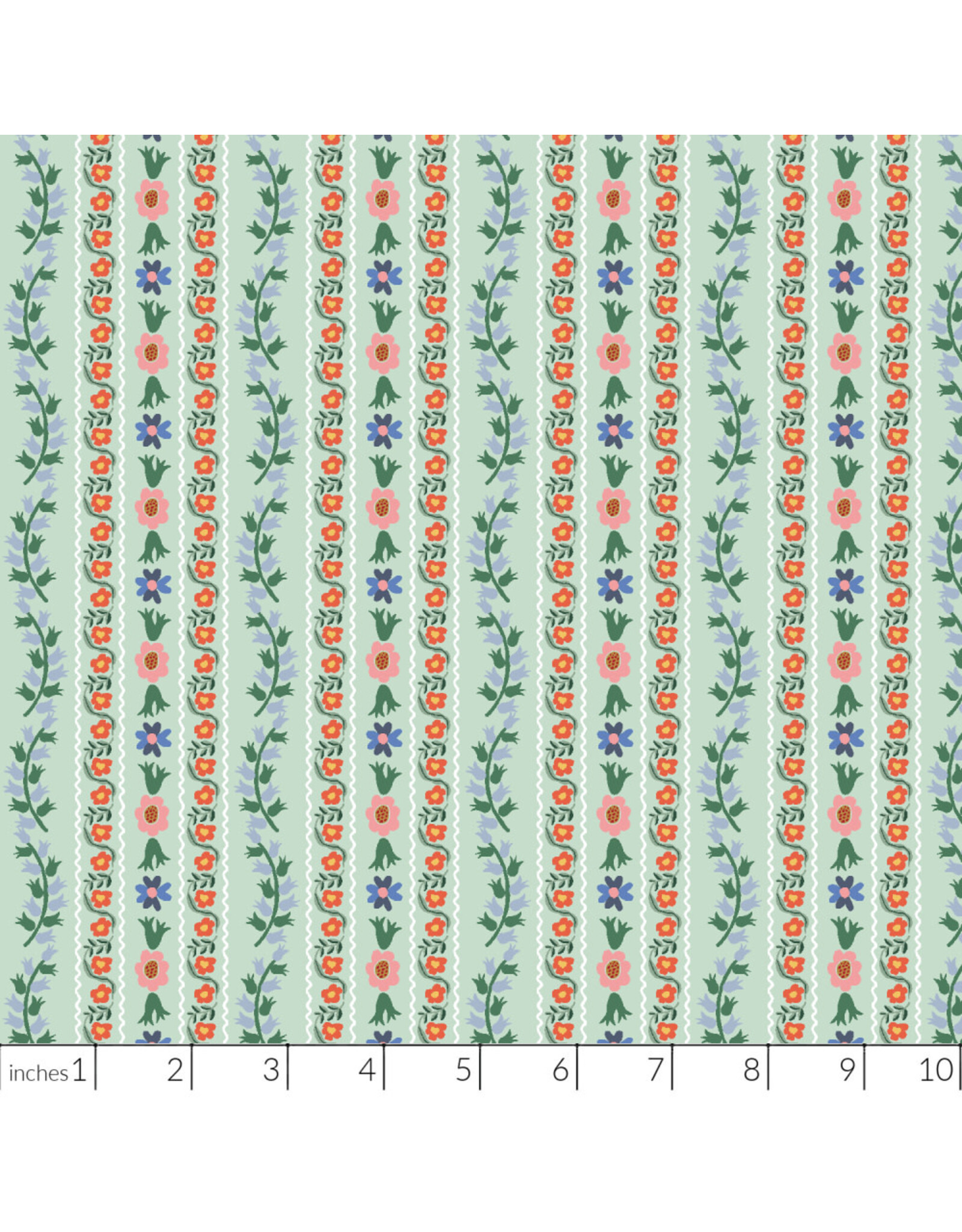 Rifle Paper Co. English Rose, Delphine in Mint, Fabric Half-Yards