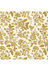 Rifle Paper Co. English Rose, English Rose in Cream and Gold with Metallic, Fabric Half-Yards