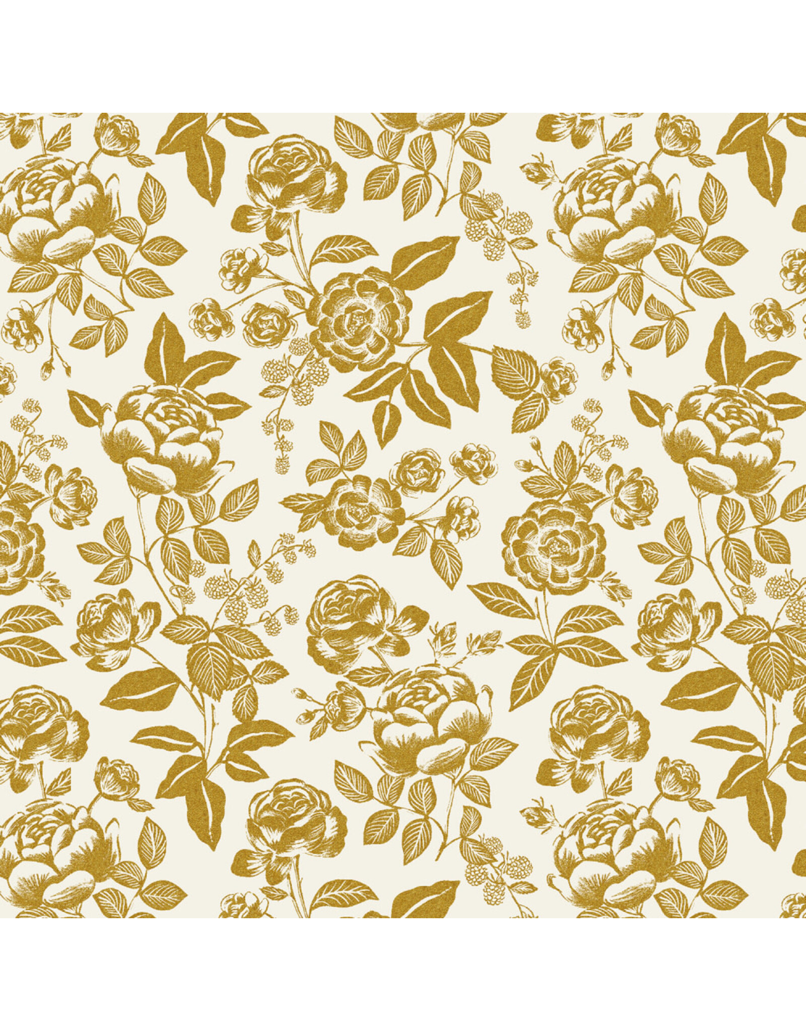 Rifle Paper Co. English Rose, English Rose in Cream and Gold with Metallic, Fabric Half-Yards