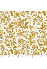 Rifle Paper Co. English Rose, English Rose in Cream and Gold with Metallic, Fabric Half-Yards