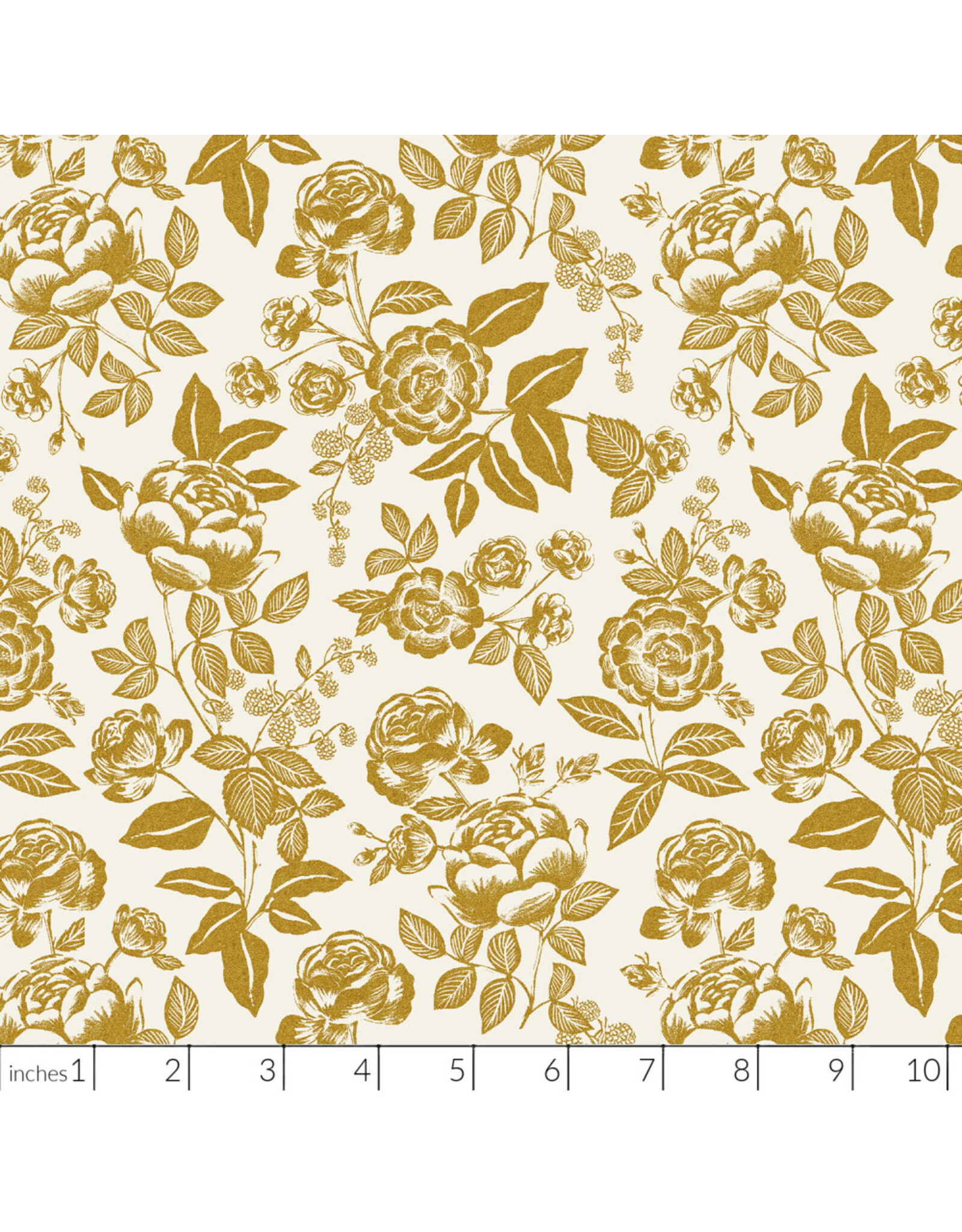 Rifle Paper Co. English Rose, English Rose in Cream and Gold with Metallic, Fabric Half-Yards
