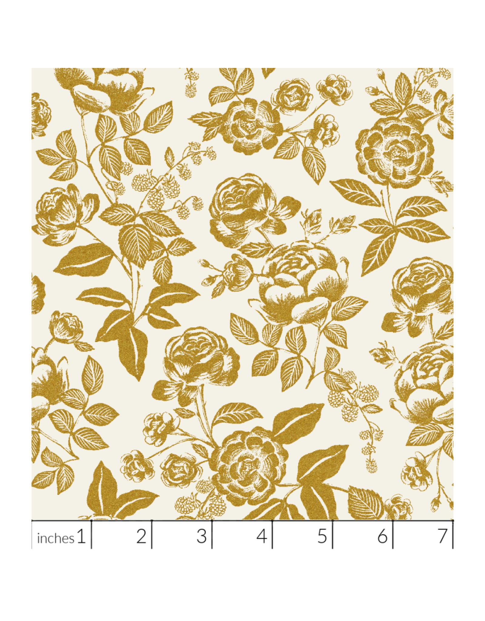 Rifle Paper Co. English Rose, English Rose in Cream and Gold with Metallic, Fabric Half-Yards