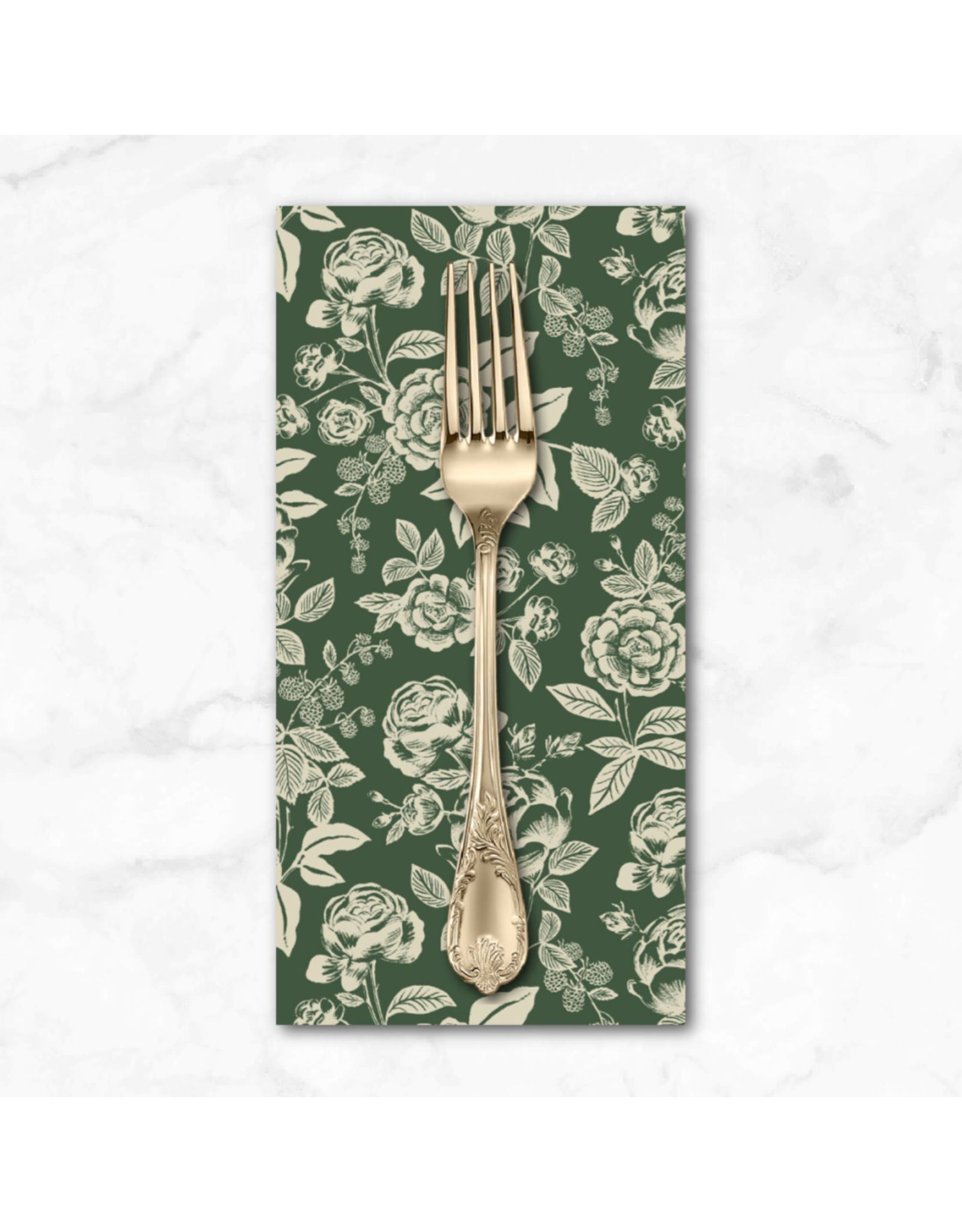 PD's Rifle Paper Co Collection English Rose, English Rose in Hunter and Cream, Dinner Napkin