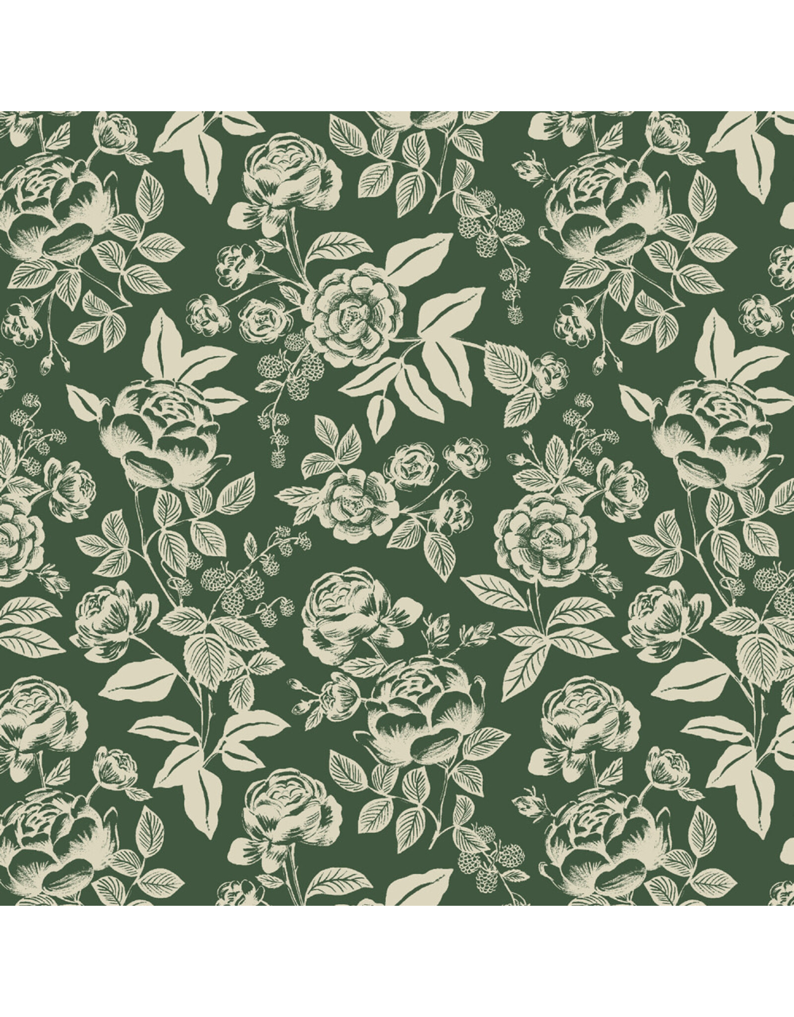 Rifle Paper Co. English Rose, English Rose in Hunter and Cream, Fabric Half-Yards