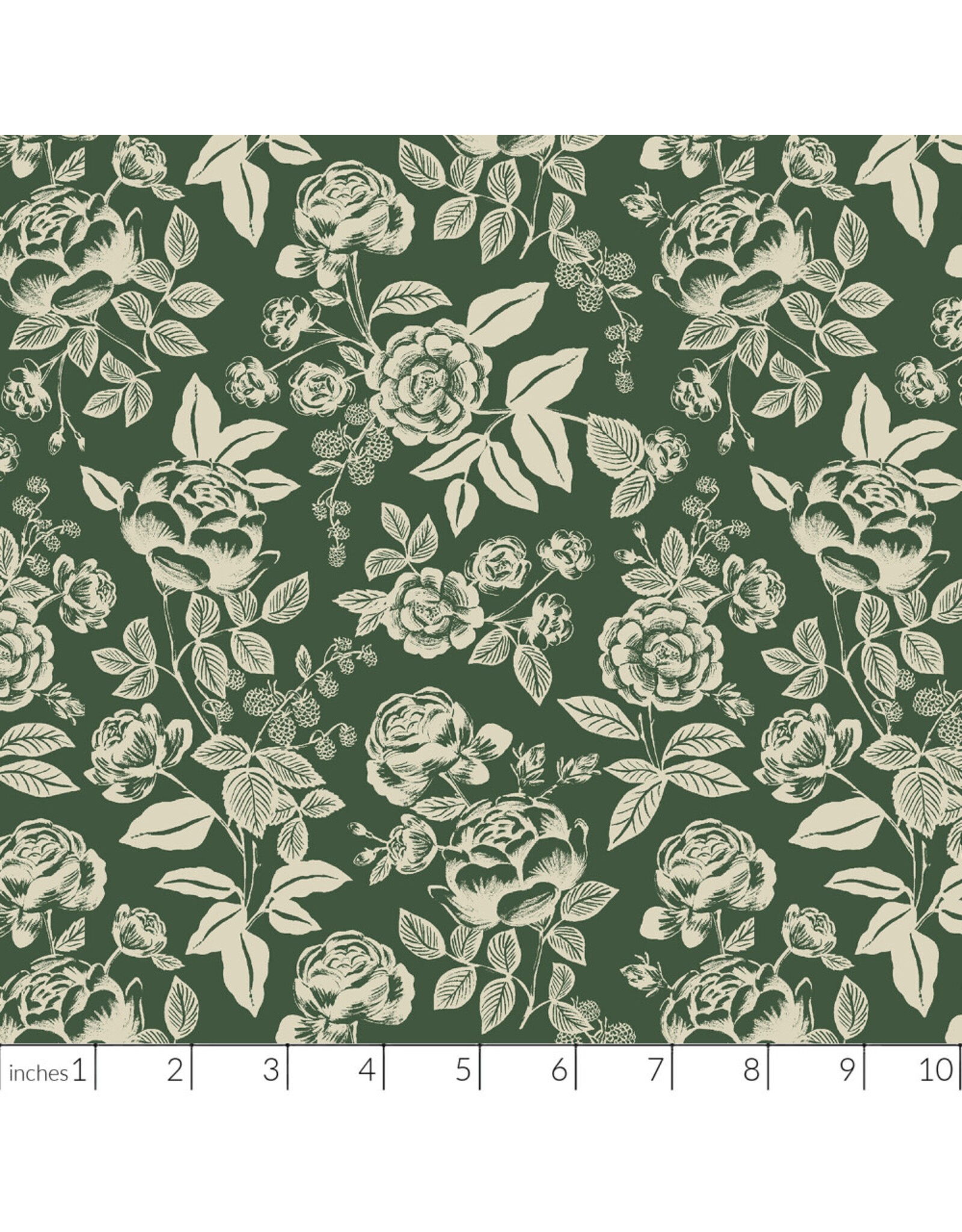 Rifle Paper Co. English Rose, English Rose in Hunter and Cream, Fabric Half-Yards