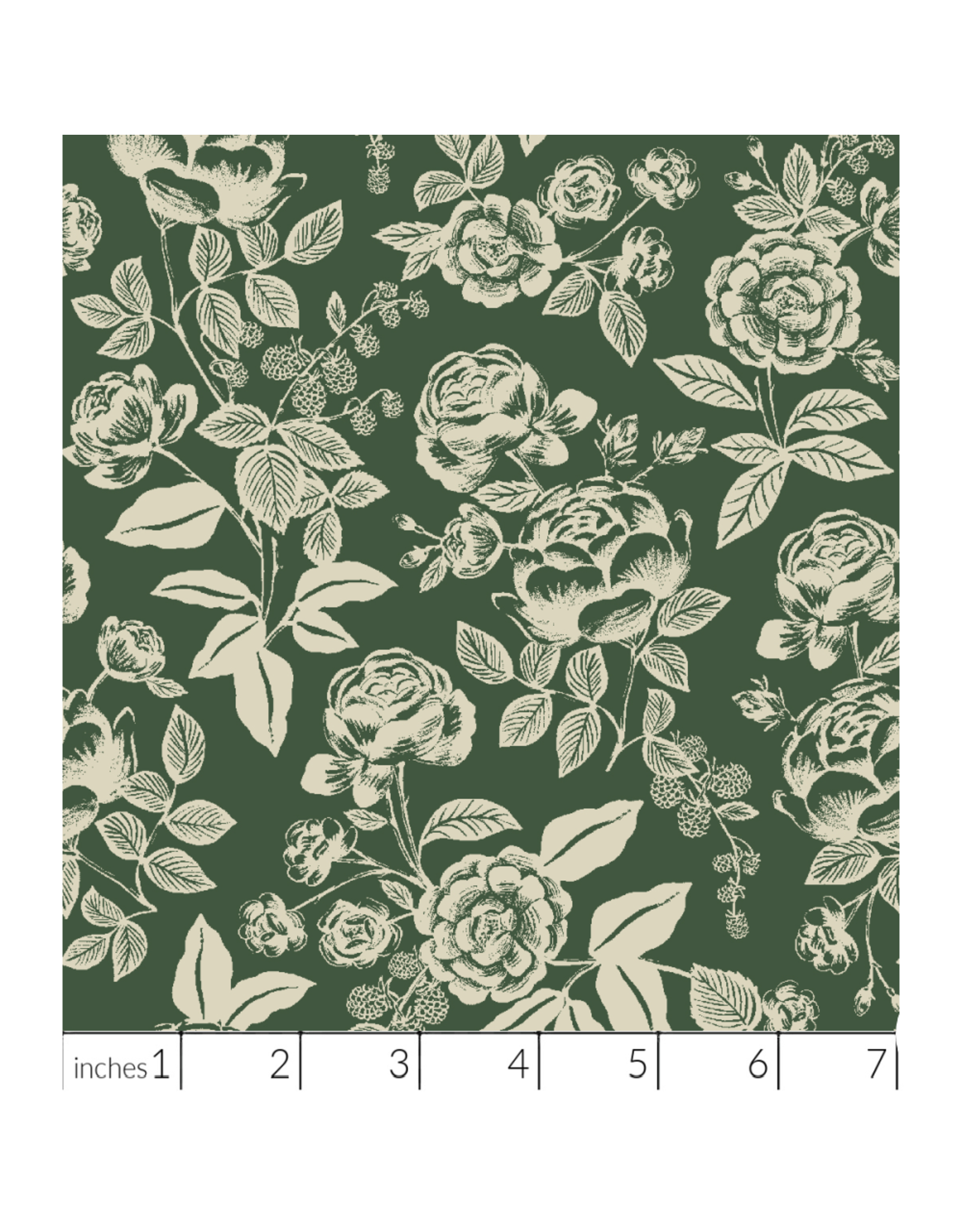 Rifle Paper Co. English Rose, English Rose in Hunter and Cream, Fabric Half-Yards