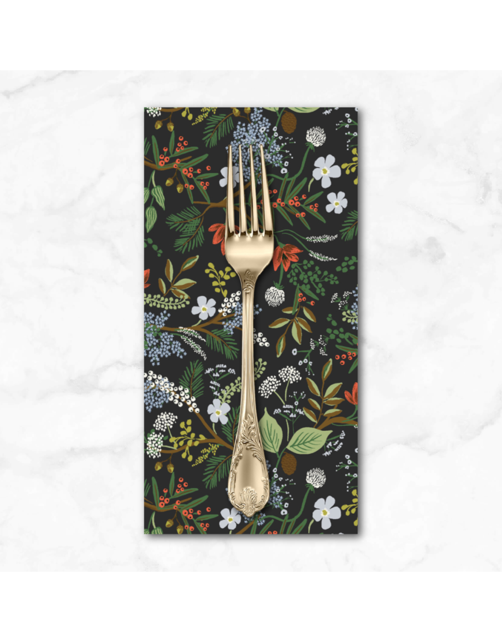 PD's Rifle Paper Co Collection English Rose, Juniper Forest in Black, Dinner Napkin