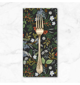 PD's Rifle Paper Co Collection English Rose, Juniper Forest in Black, Dinner Napkin