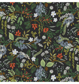 Rifle Paper Co. English Rose, Juniper Forest in Black, Fabric Half-Yards