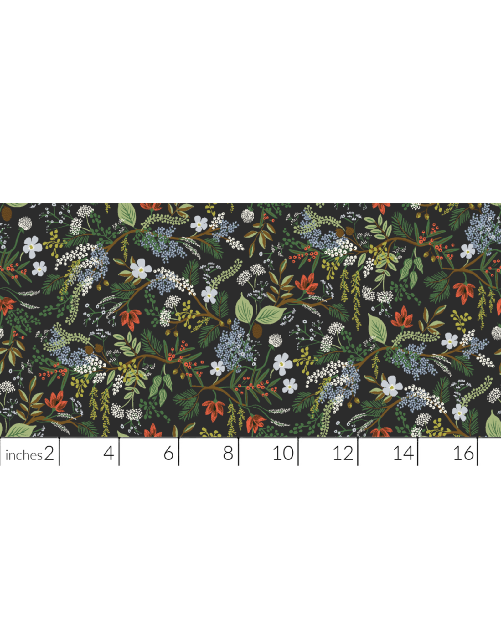 Rifle Paper Co. English Rose, Juniper Forest in Black, Fabric Half-Yards