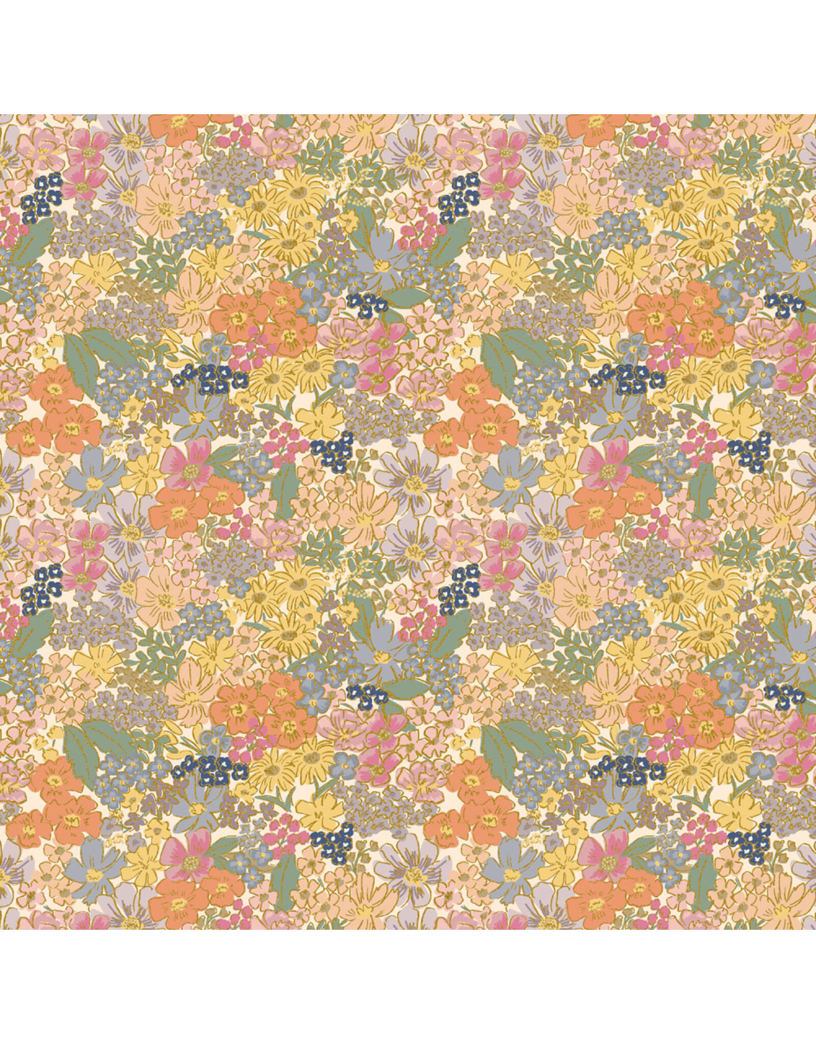 Rifle Paper Co. English Rose, Mimi in Blush with Metallic, Fabric Half-Yards