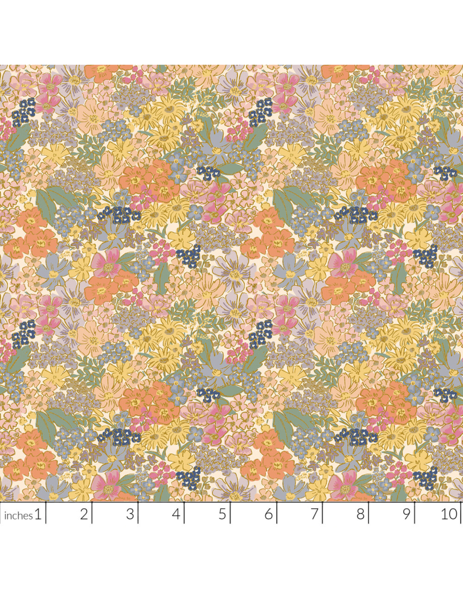 Rifle Paper Co. English Rose, Mimi in Blush with Metallic, Fabric Half-Yards