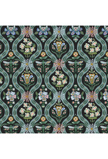 Rifle Paper Co. English Rose, Posie in Black with Metallic, Fabric Half-Yards
