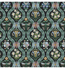 Rifle Paper Co. English Rose, Posie in Black with Metallic, Fabric Half-Yards