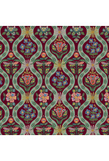 Rifle Paper Co. English Rose, Posie in Burgundy with Metallic, Fabric Half-Yards