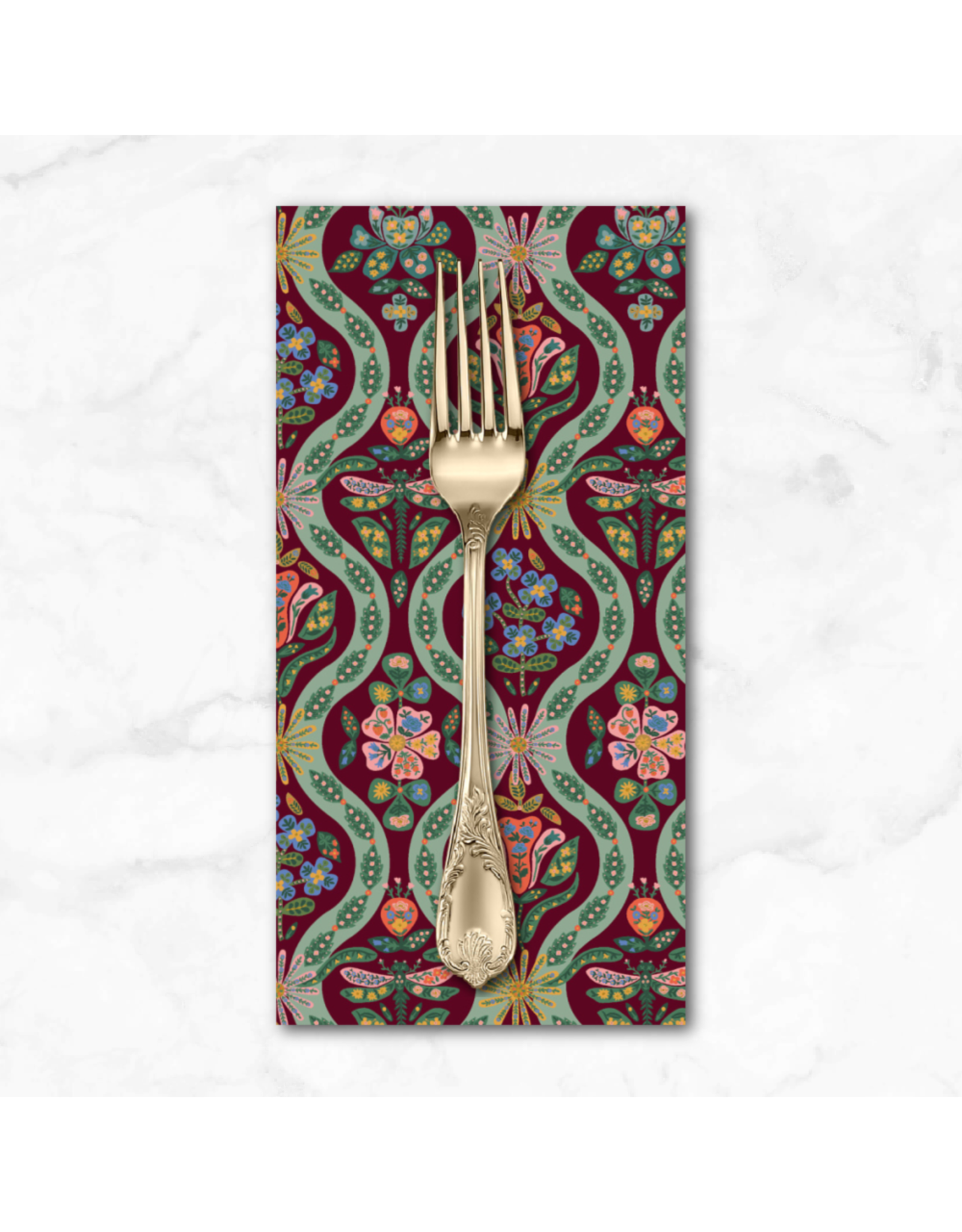 PD's Rifle Paper Co Collection English Rose, Posie in Burgundy, Dinner Napkin
