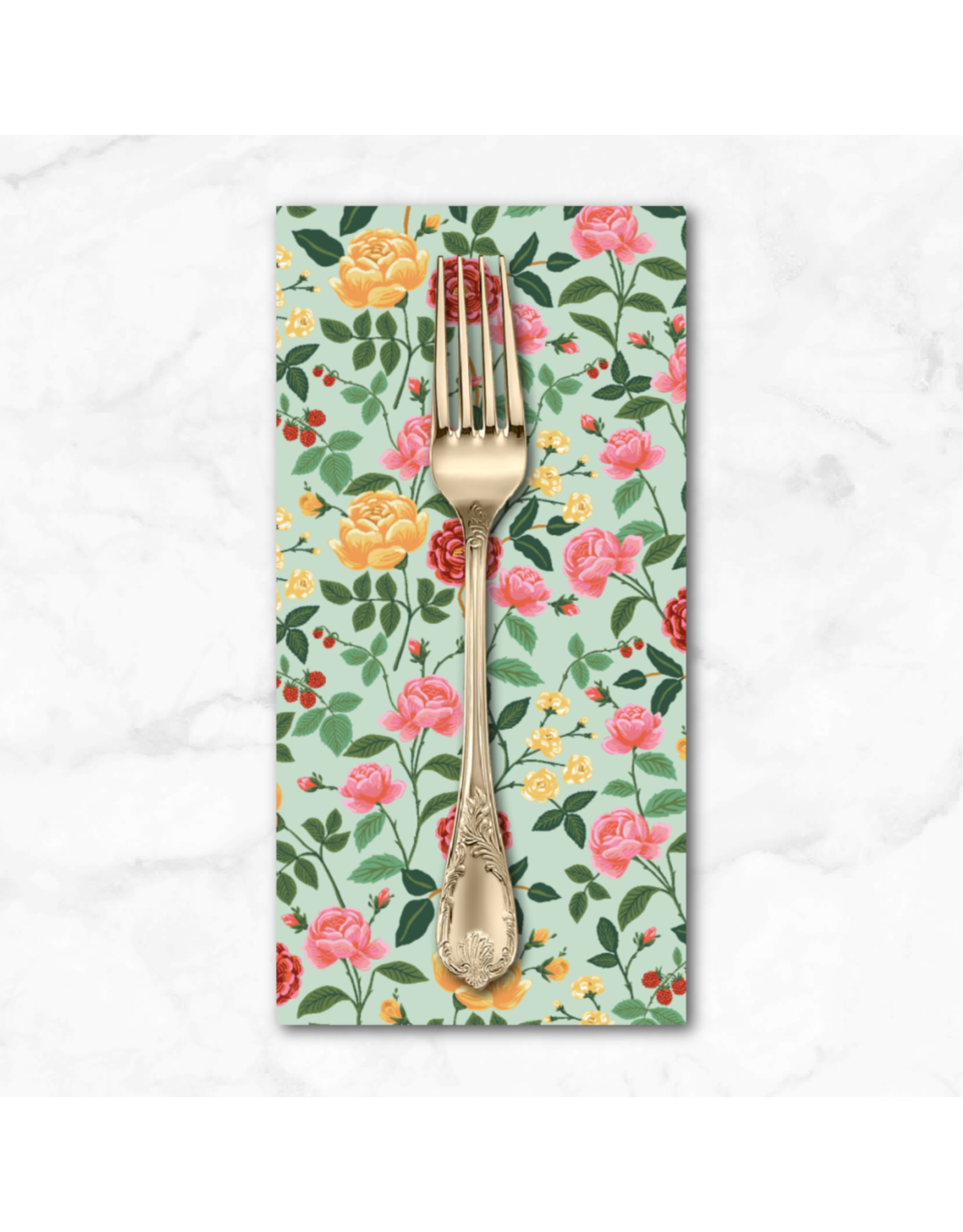 PD's Rifle Paper Co Collection English Rose, Roses in Mint, Dinner Napkin