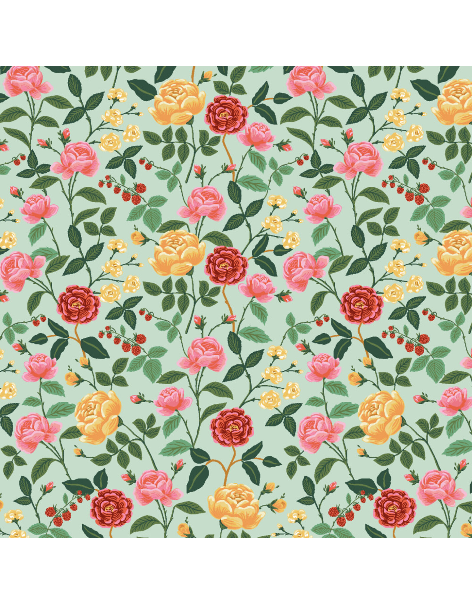 Rifle Paper Co. English Rose, Roses in Mint, Fabric Half-Yards