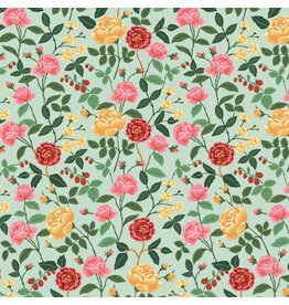 Rifle Paper Co. English Rose, Roses in Mint, Fabric Half-Yards