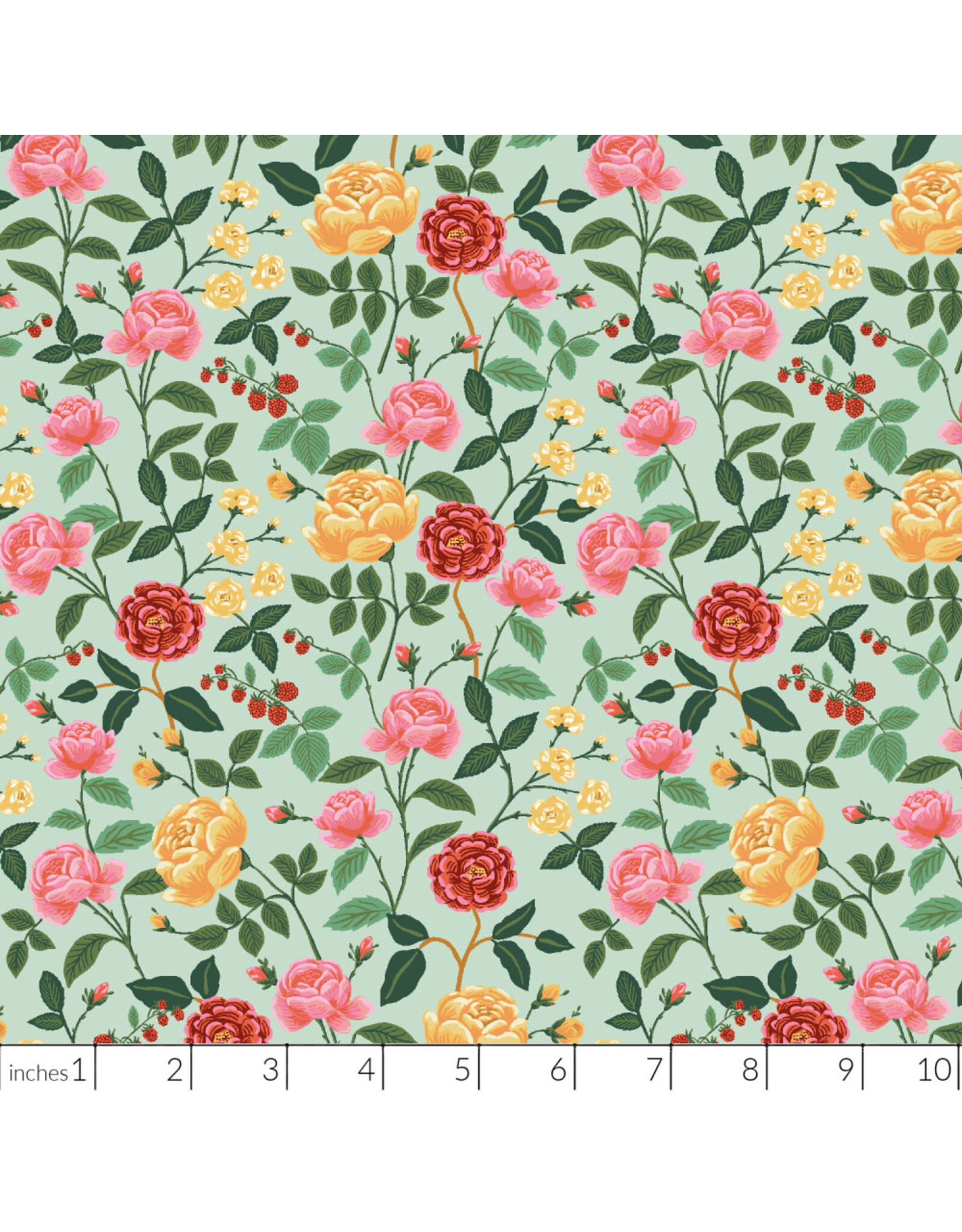 Rifle Paper Co. English Rose, Roses in Mint, Fabric Half-Yards