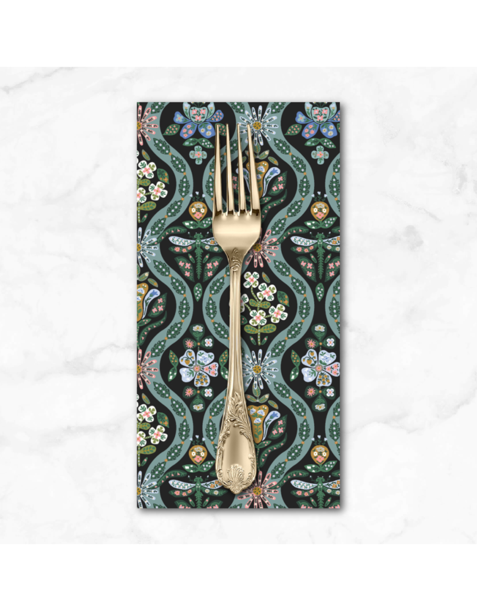 PD's Rifle Paper Co Collection English Rose, Posie in Black, Dinner Napkin