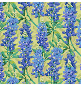 Martha Negley Nation of Flowers, Bluebonnet in Blue, Fabric Half-Yards