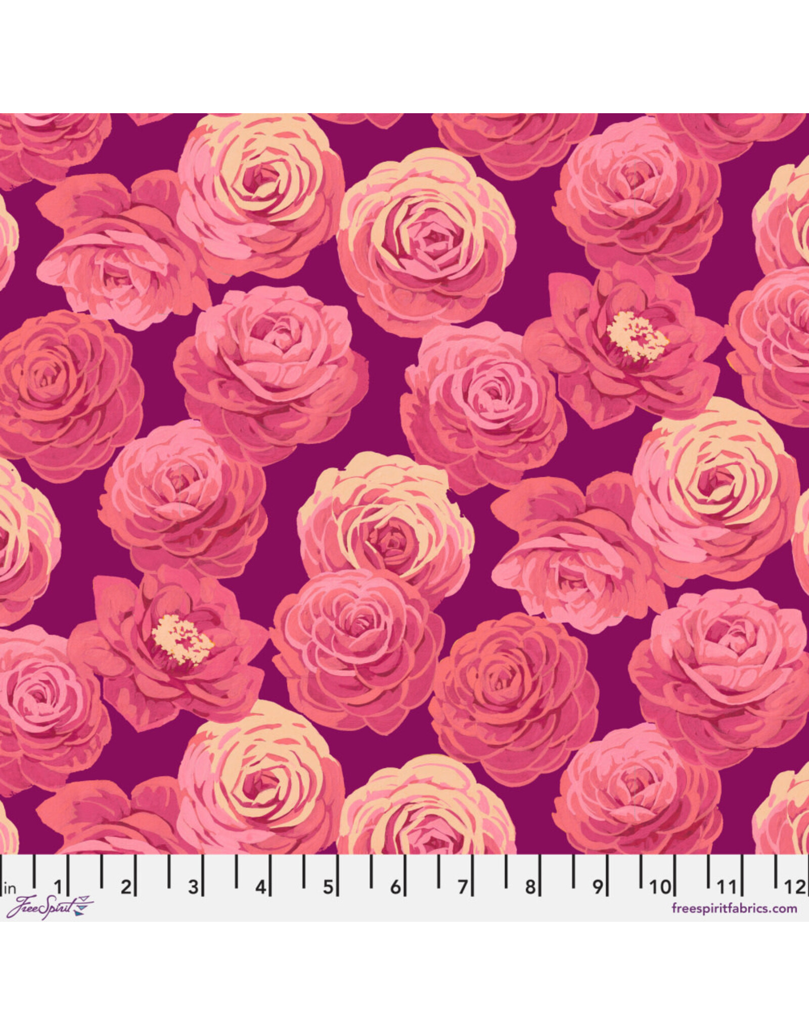 Martha Negley Nation of Flowers, Camellia in Pink, Fabric Half-Yards