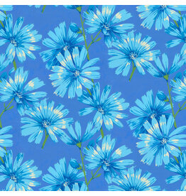 Martha Negley Nation of Flowers, Chicory in Blue, Fabric Half-Yards