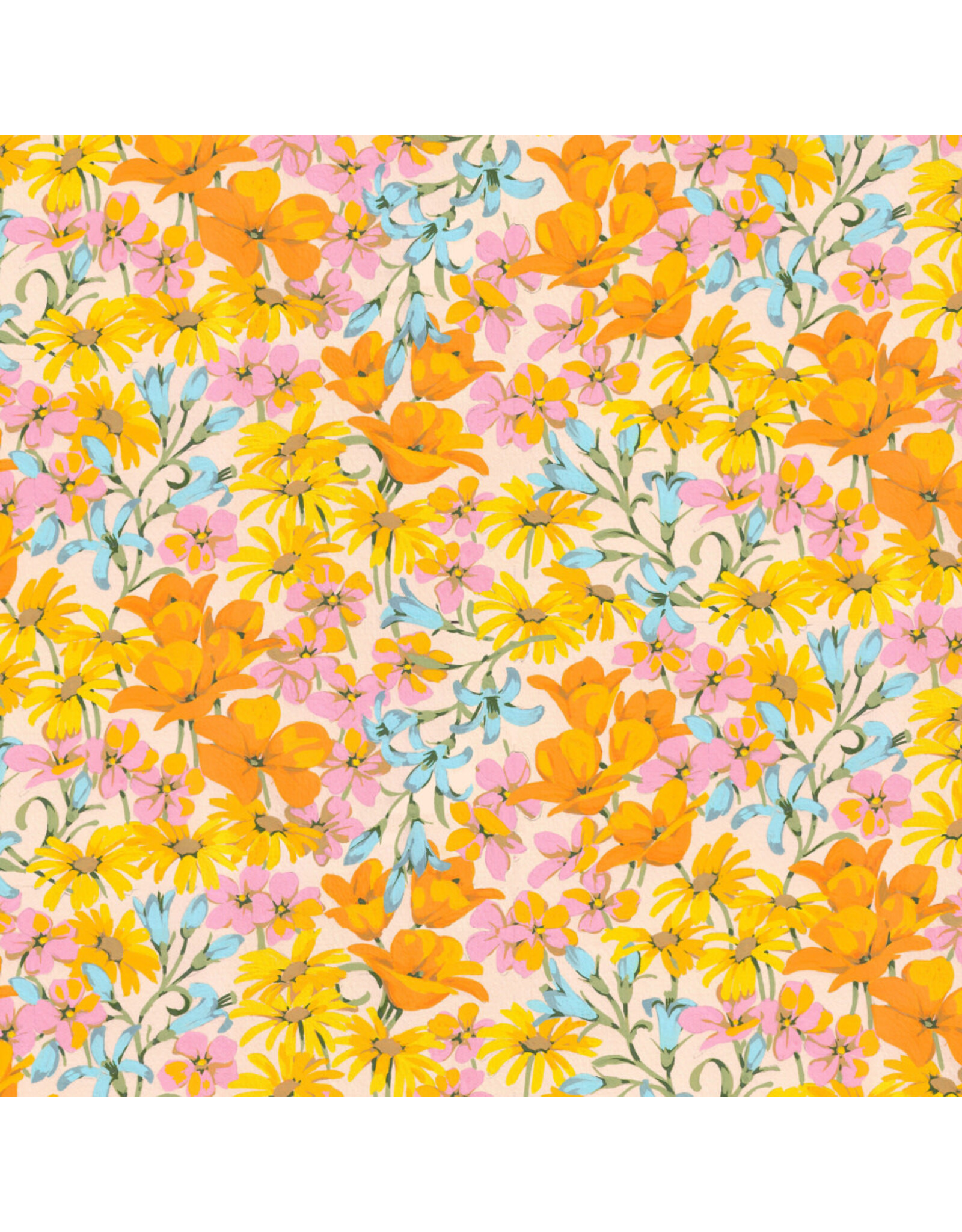 Martha Negley Nation of Flowers, Pacific Coast in Golden, Fabric Half-Yards