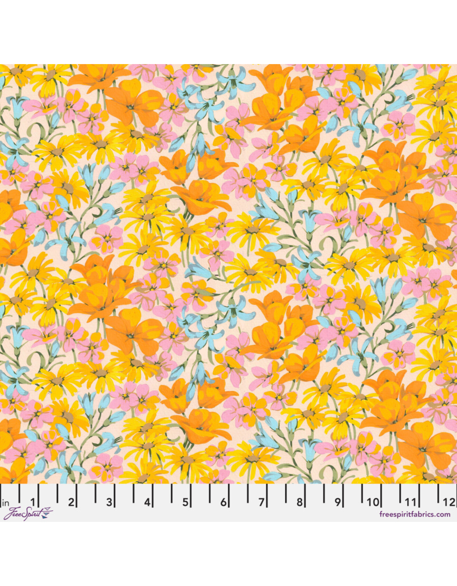 Martha Negley Nation of Flowers, Pacific Coast in Golden, Fabric Half-Yards
