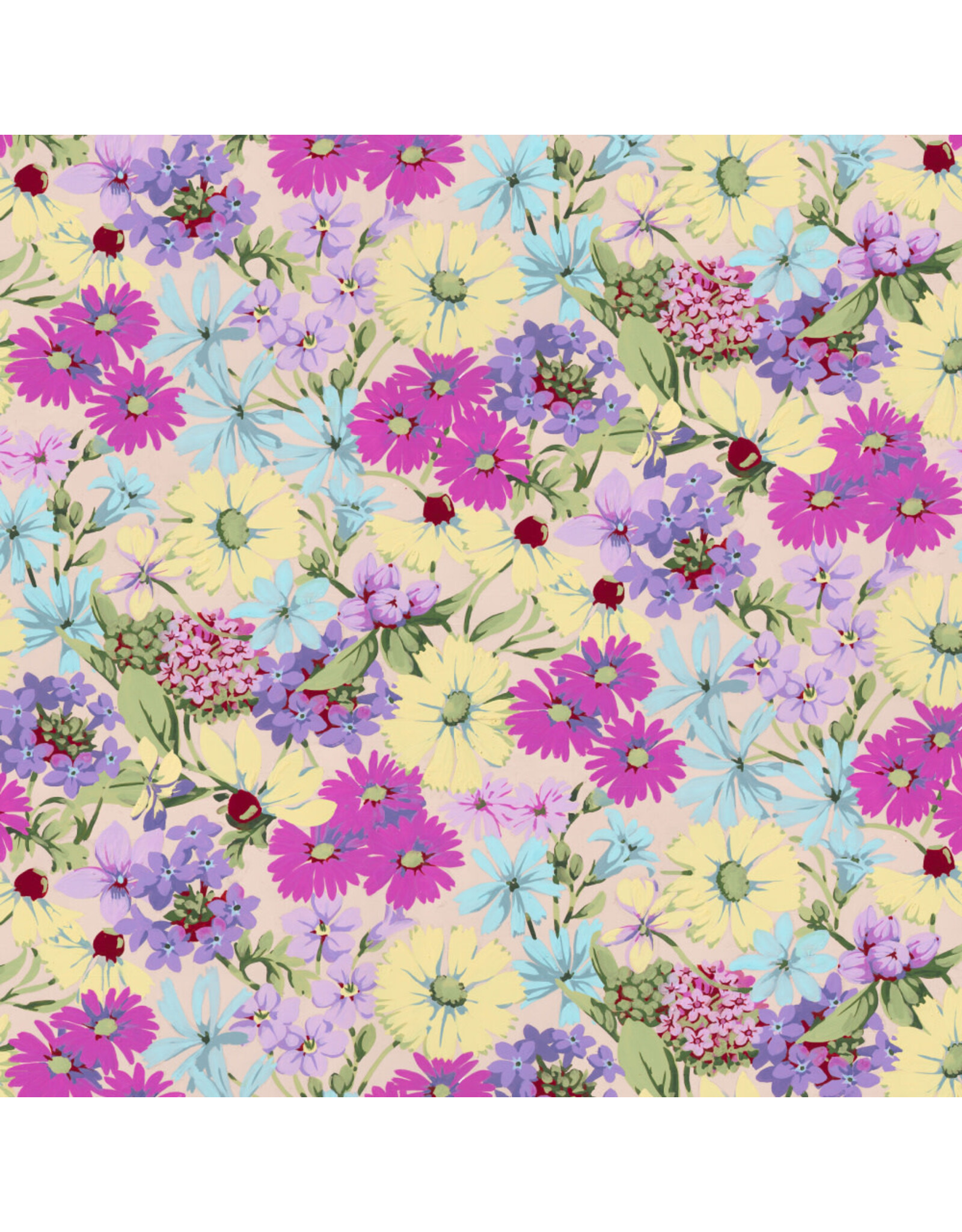 Martha Negley Nation of Flowers, Prairie Wildflowers in Lavender, Fabric Half-Yards