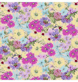 Martha Negley Nation of Flowers, Prairie Wildflowers in Lavender, Fabric Half-Yards