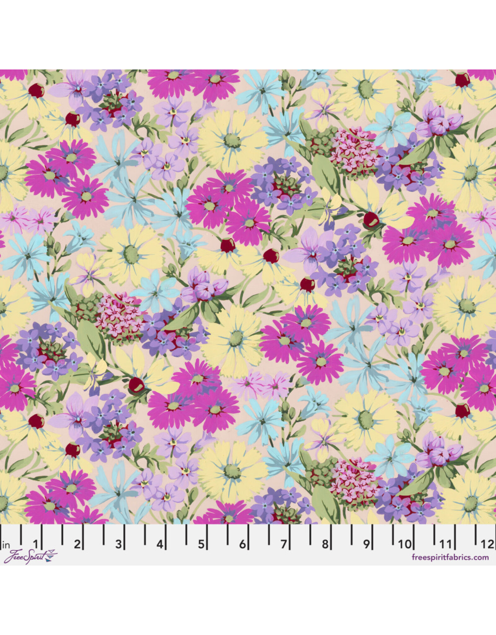 Martha Negley Nation of Flowers, Prairie Wildflowers in Lavender, Fabric Half-Yards