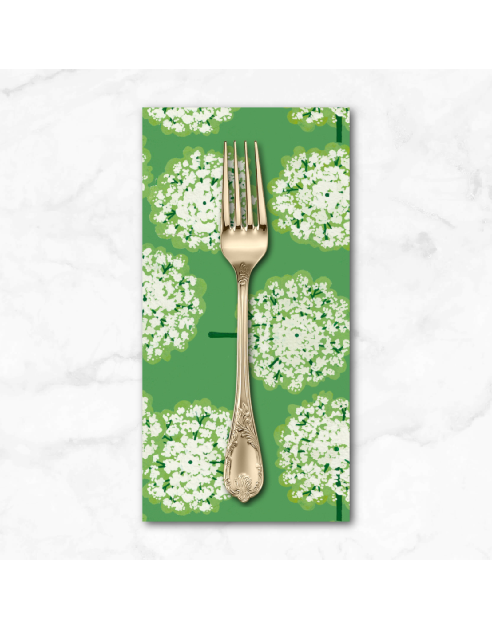 PD's Martha Negley Collection Nation of Flowers, Queen Annes Lace in Green, Dinner Napkin