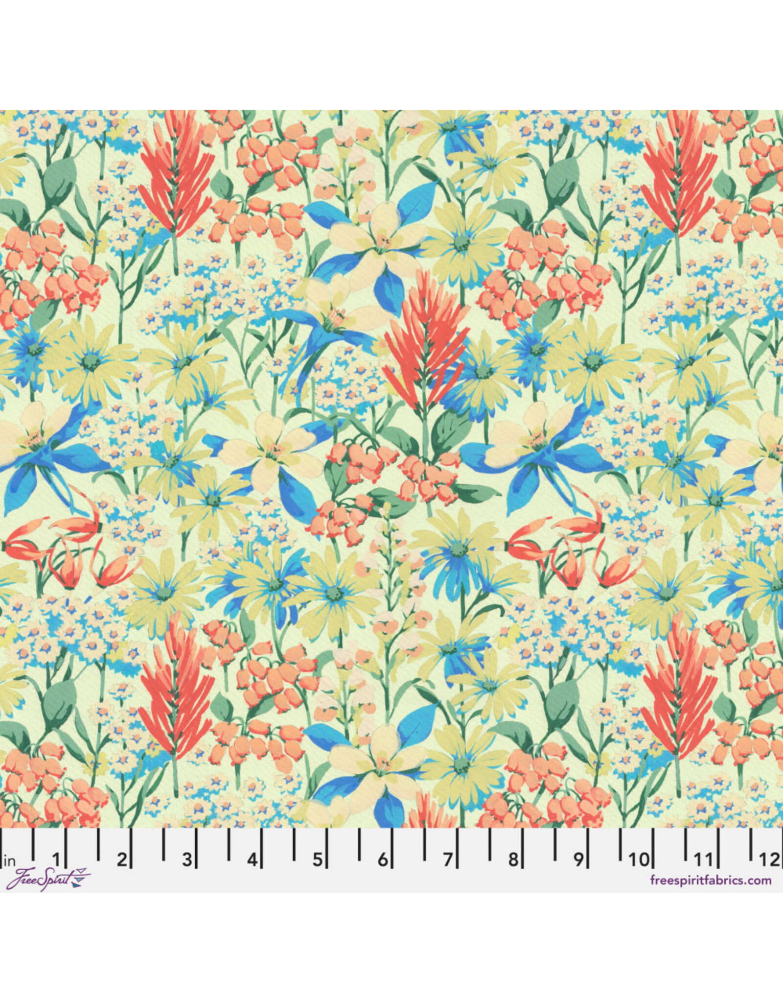 Martha Negley Nation of Flowers, Rocky Mountain Wildflowers in Sky, Fabric Half-Yards