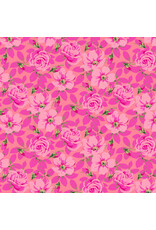 Martha Negley Nation of Flowers, Roses in Pink, Fabric Half-Yards