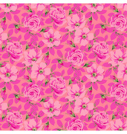 Martha Negley Nation of Flowers, Roses in Pink, Fabric Half-Yards
