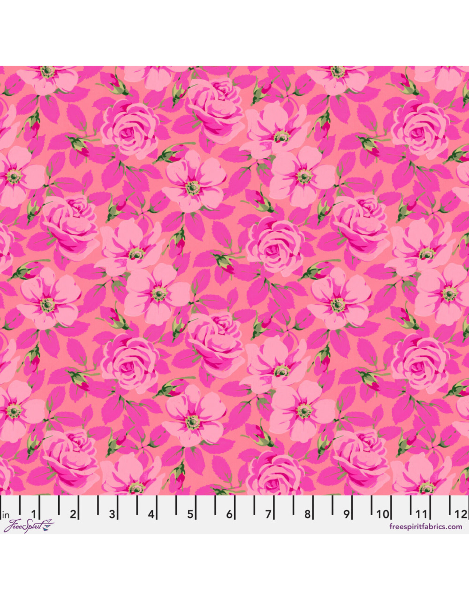 Martha Negley Nation of Flowers, Roses in Pink, Fabric Half-Yards
