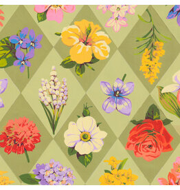 Martha Negley Nation of Flowers, State Flowers in Sage, Fabric Half-Yards