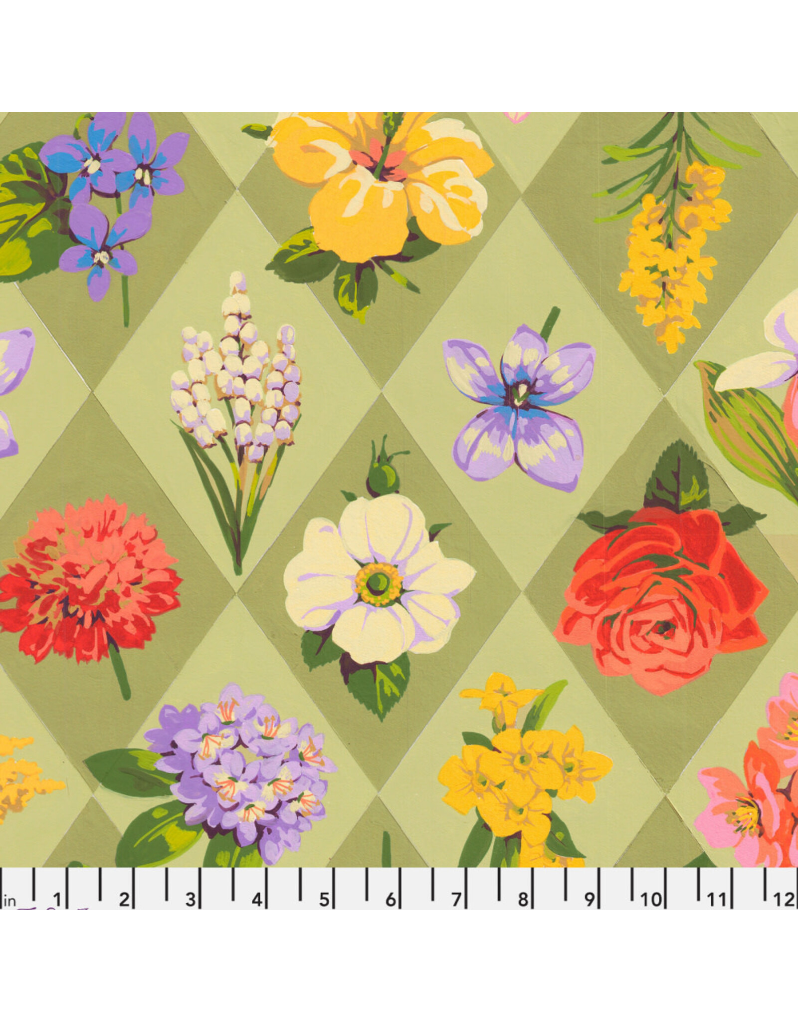 Martha Negley Nation of Flowers, State Flowers in Sage, Fabric Half-Yards