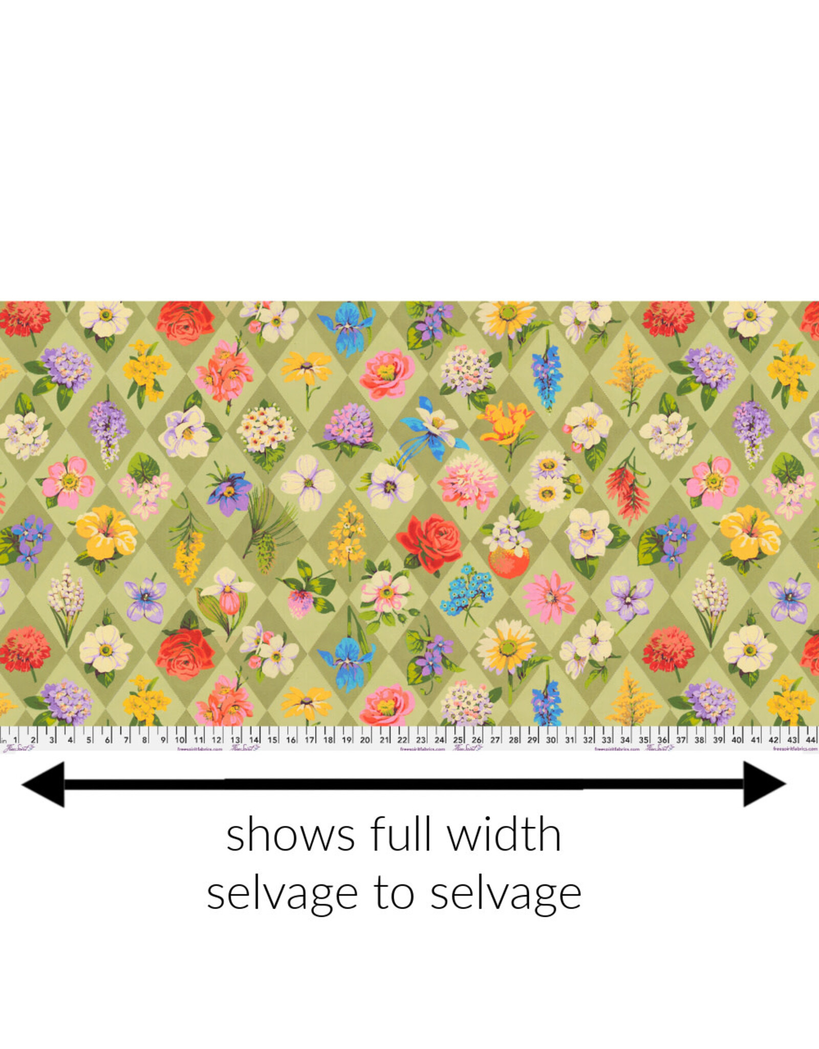 Martha Negley Nation of Flowers, State Flowers in Sage, Fabric Half-Yards