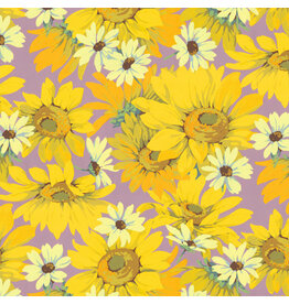 Martha Negley Nation of Flowers, Sunflower in Yellow, Fabric Half-Yards