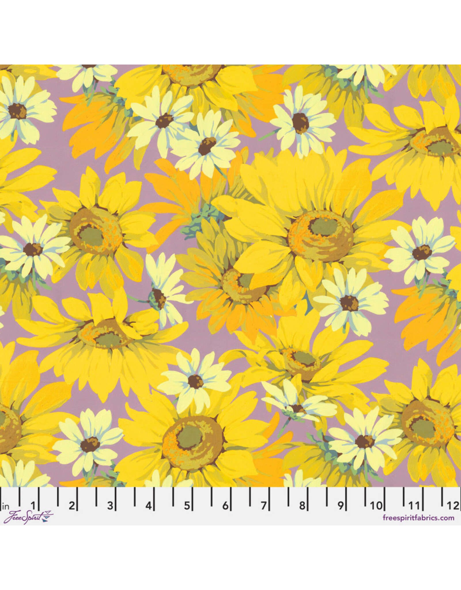 Martha Negley Nation of Flowers, Sunflower in Yellow, Fabric Half-Yards