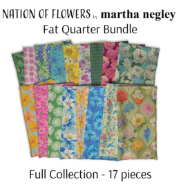 Martha Negley Nation of Flowers, Fat Quarter Bundle containing 17 pcs.