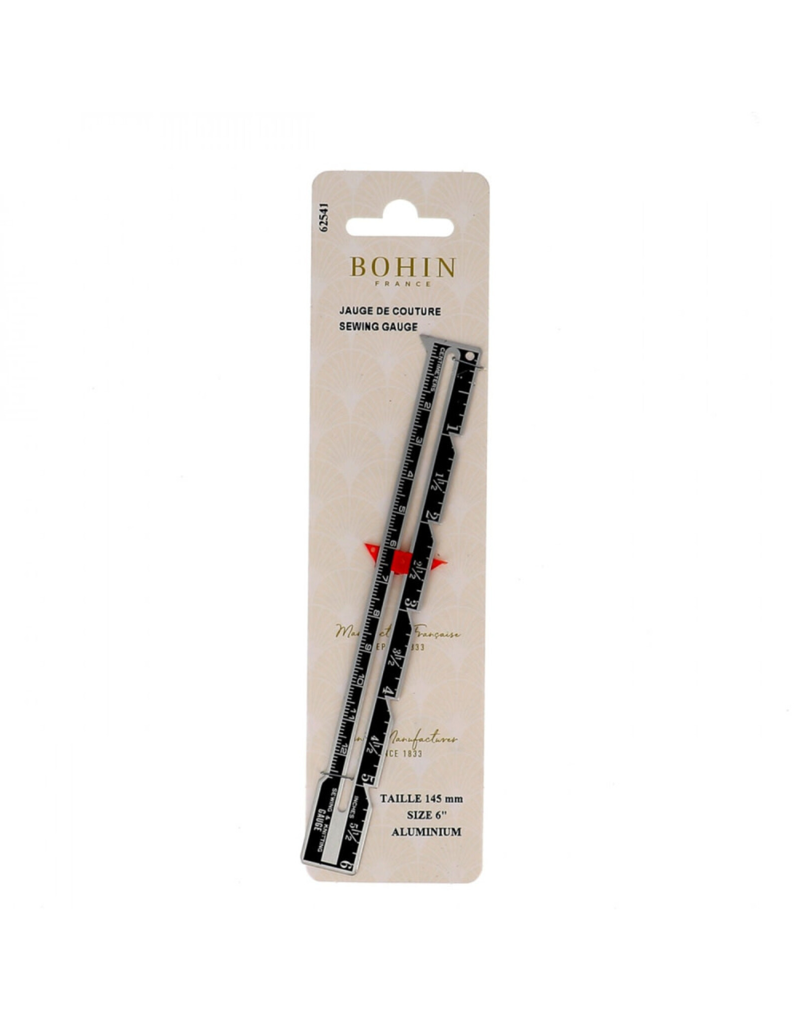 Bohin Sewing Gauge with Sliding Marker - 6 inch
